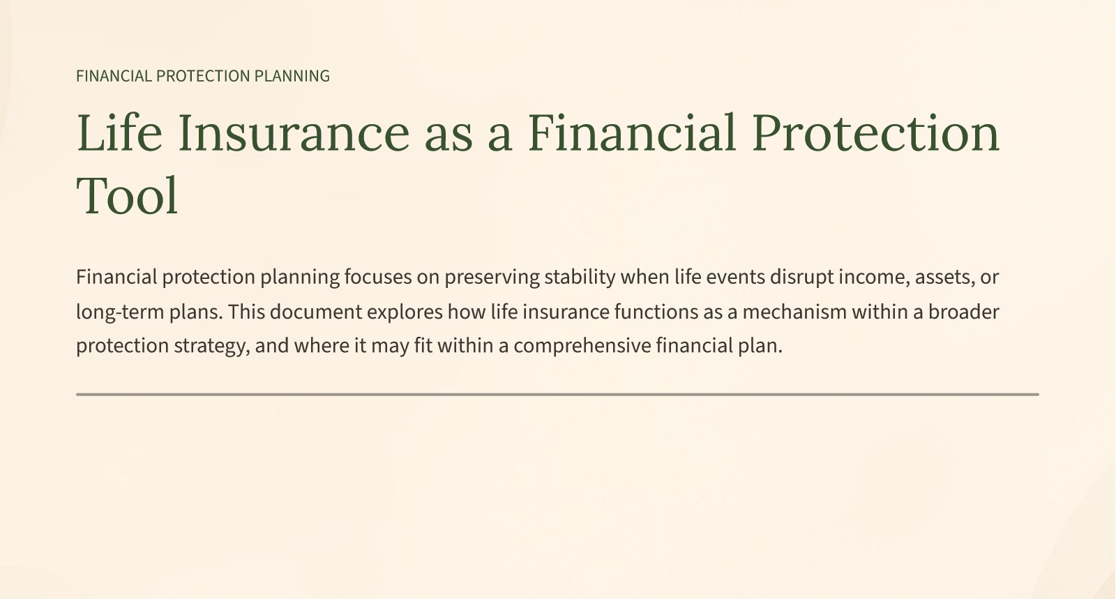 Cover page of Life Insurance as a Financial Protection Tool